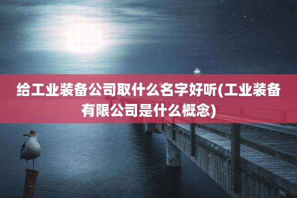 给工业装备公司取什么名字好听(工业装备有限公司是什么概念)