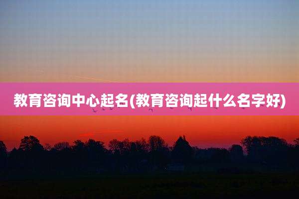 教育咨询中心起名(教育咨询起什么名字好)