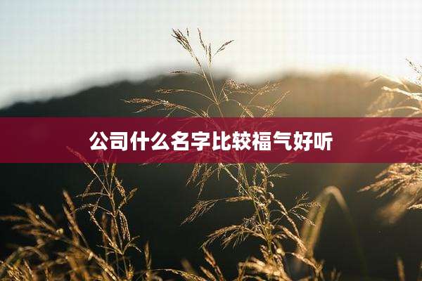 公司什么名字比较福气好听