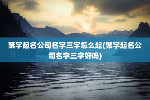 聚字起名公司名字三字怎么起(聚字起名公司名字三字好吗)