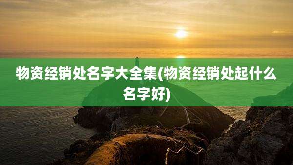 物资经销处名字大全集(物资经销处起什么名字好)