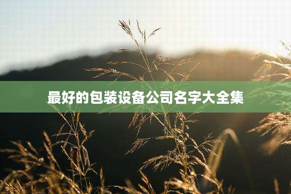 最好的包装设备公司名字大全集