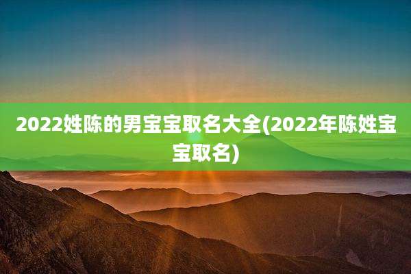2022姓陈的男宝宝取名大全(2022年陈姓宝宝取名)
