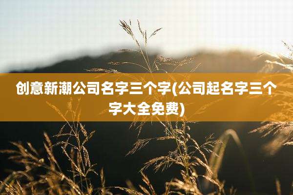 创意新潮公司名字三个字(公司起名字三个字大全免费)