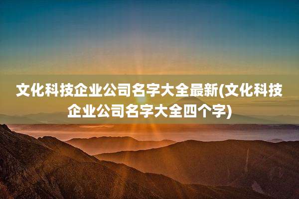 文化科技企业公司名字大全最新(文化科技企业公司名字大全四个字)