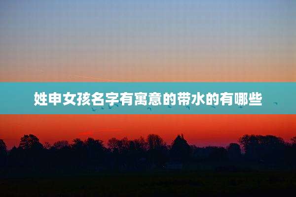 姓申女孩名字有寓意的带水的有哪些
