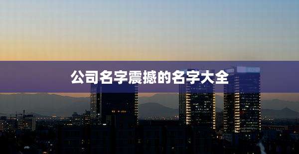 公司名字震撼的名字大全