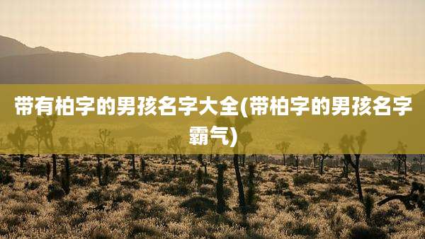 带有柏字的男孩名字大全(带柏字的男孩名字霸气)