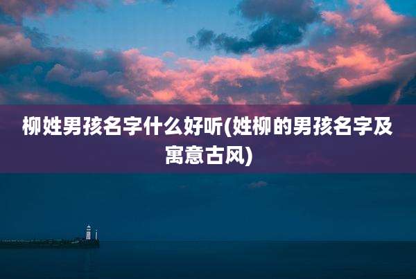柳姓男孩名字什么好听(姓柳的男孩名字及寓意古风)
