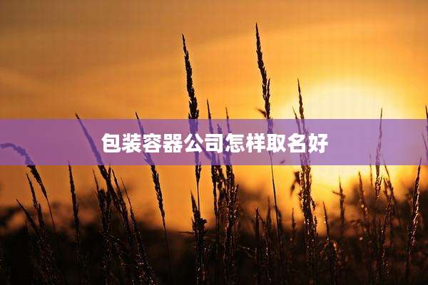 包装容器公司怎样取名好
