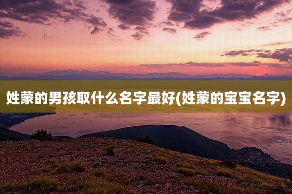 姓蒙的男孩取什么名字最好(姓蒙的宝宝名字)