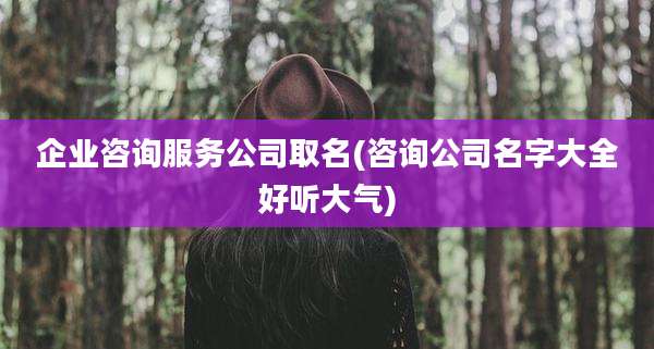 企业咨询服务公司取名(咨询公司名字大全好听大气)