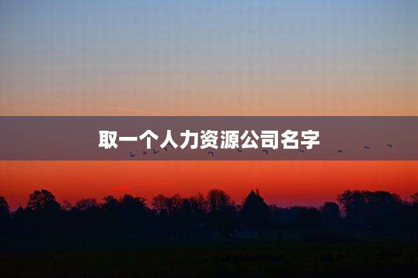 取一个人力资源公司名字