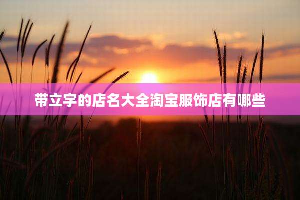 带立字的店名大全淘宝服饰店有哪些