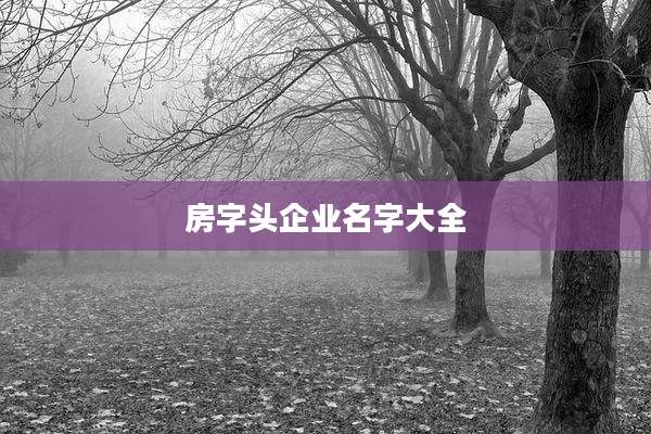 房字头企业名字大全