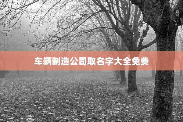 车辆制造公司取名字大全免费