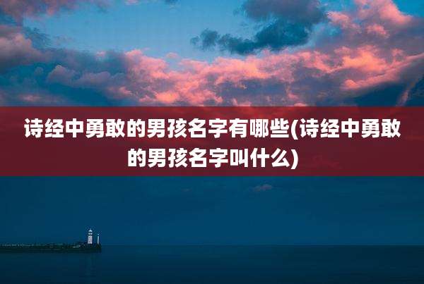 诗经中勇敢的男孩名字有哪些(诗经中勇敢的男孩名字叫什么)