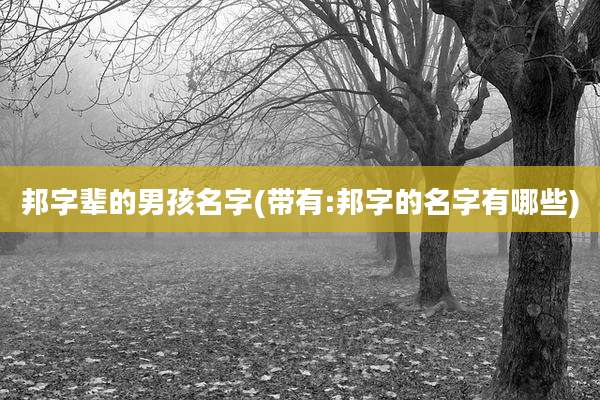 邦字辈的男孩名字(带有:邦字的名字有哪些)