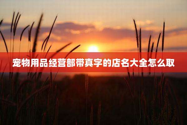 宠物用品经营部带真字的店名大全怎么取