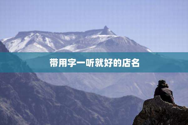带用字一听就好的店名