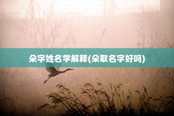 朵字姓名学解释(朵取名字好吗)