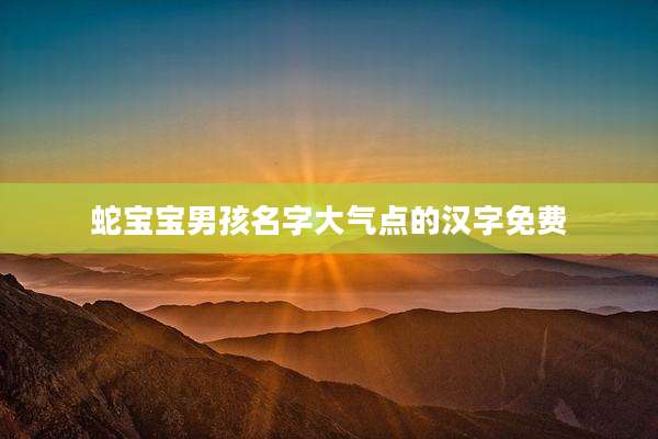 蛇宝宝男孩名字大气点的汉字免费