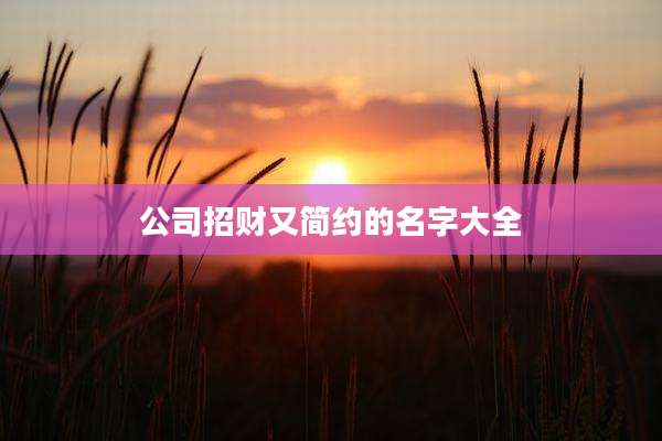 公司招财又简约的名字大全