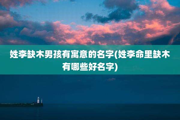 姓李缺木男孩有寓意的名字(姓李命里缺木有哪些好名字)