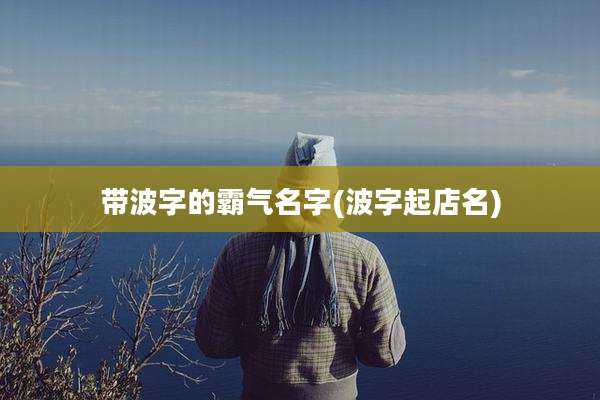 带波字的霸气名字(波字起店名)