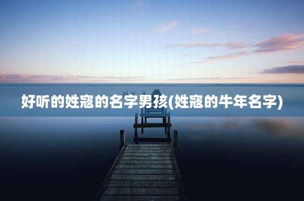 好听的姓寇的名字男孩(姓寇的牛年名字)