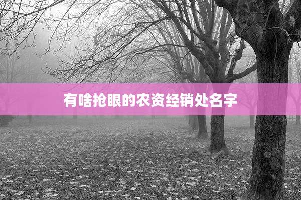 有啥抢眼的农资经销处名字