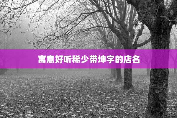 寓意好听稀少带坤字的店名