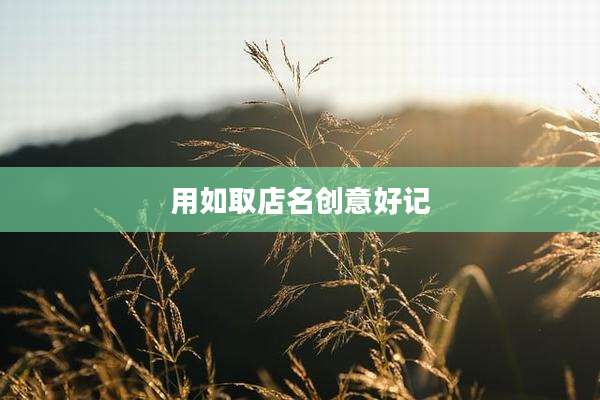 用如取店名创意好记