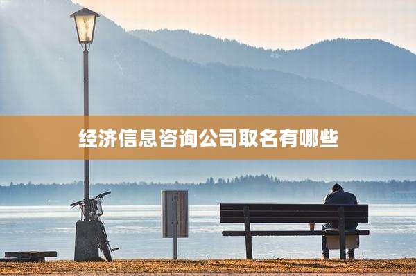 经济信息咨询公司取名有哪些