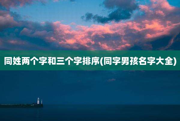 同姓两个字和三个字排序(同字男孩名字大全)