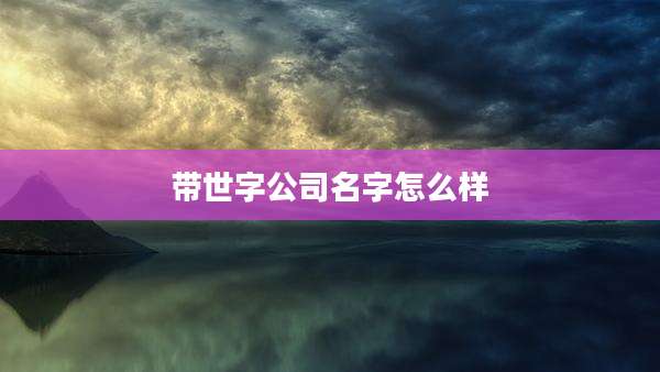 带世字公司名字怎么样