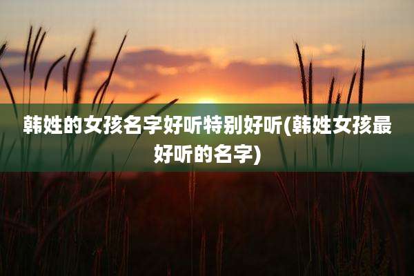 韩姓的女孩名字好听特别好听(韩姓女孩最好听的名字)
