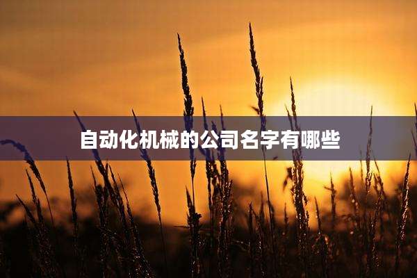 自动化机械的公司名字有哪些