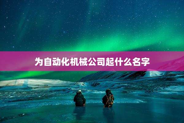 为自动化机械公司起什么名字