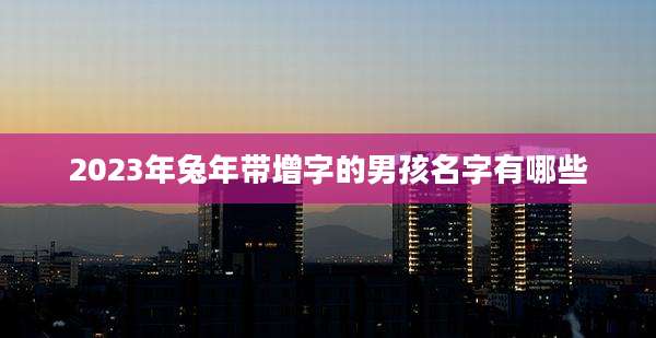 2023年兔年带增字的男孩名字有哪些