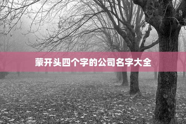 蒙开头四个字的公司名字大全