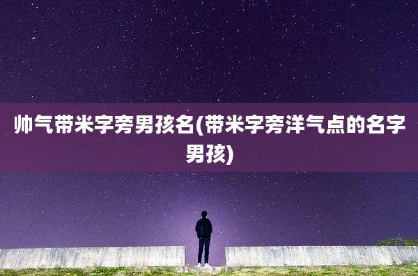 帅气带米字旁男孩名(带米字旁洋气点的名字男孩)