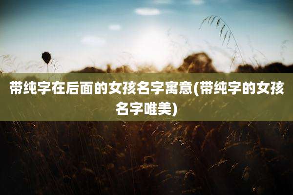带纯字在后面的女孩名字寓意(带纯字的女孩名字唯美)