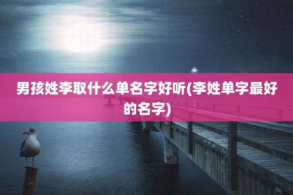 男孩姓李取什么单名字好听(李姓单字最好的名字)