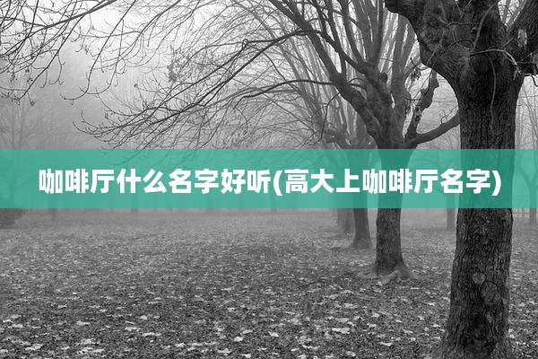 咖啡厅什么名字好听(高大上咖啡厅名字)