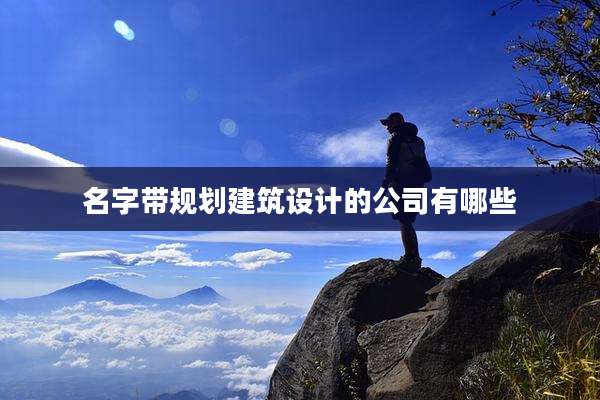 名字带规划建筑设计的公司有哪些