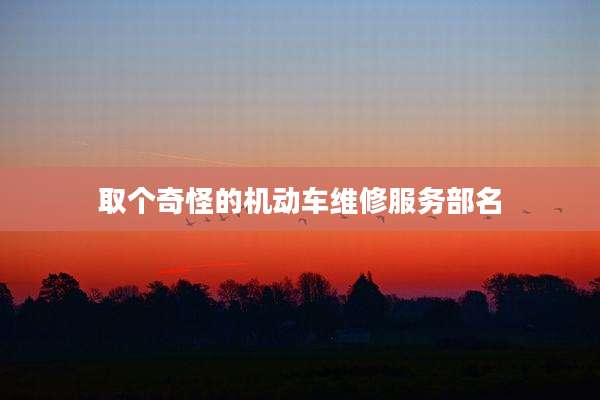 取个奇怪的机动车维修服务部名