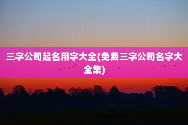 三字公司起名用字大全(免费三字公司名字大全集)