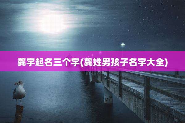 龚字起名三个字(龚姓男孩子名字大全)