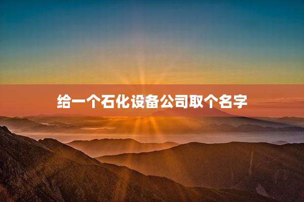 给一个石化设备公司取个名字
